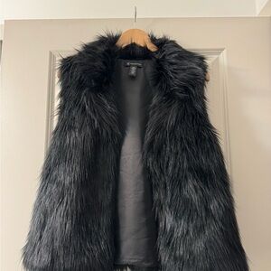 Black Faux Fur Vest